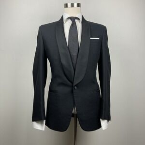 Vito Rufolo Vintage Black Satin Collar and Button Tuxedo Blazer Jacket 40R